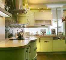 Culoarea fistică în designul bucătăriei. Fotografie de interior