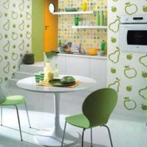 Design interior pentru bucatarie cu tapet si culoare