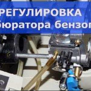 Dispozitivul, ajustarea și reglarea unui carburator al unui lanț de lanț